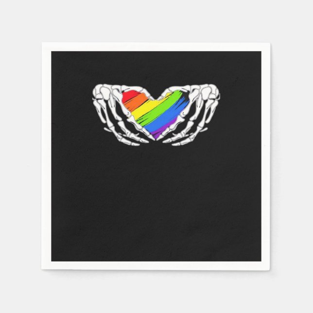 Pride - Pride Skeleton Hands With Heart 2 Classic Napkin (Front)
