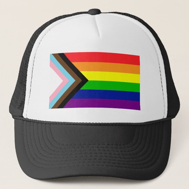 Pride Progress Flag  - trans and POC inclusive Trucker Hat (Front)