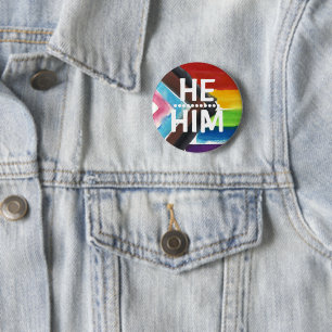 PRIDE PRONOUN HE/HIM BADGE Button