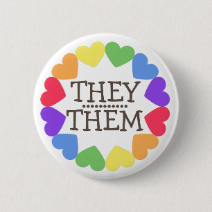 PRIDE PRONOUN THEY/THEM BADGE Button