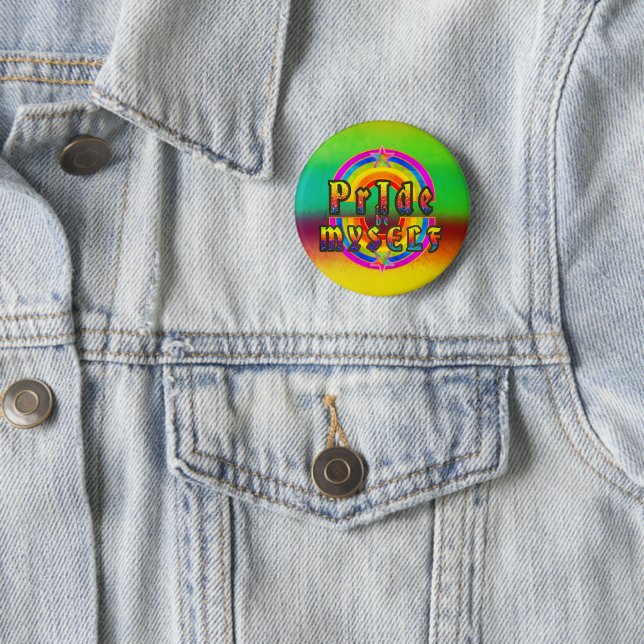 Pride Proud Gay Lesbian Rainbow Happy Star 6 Cm Round Badge (In Situ)