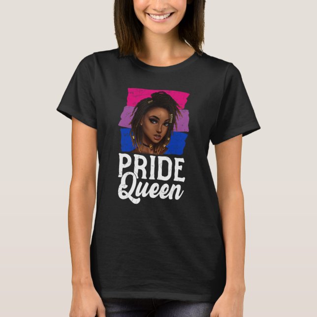 Pride Queen Bisexual Flag Bisexuality Afro Women G T-Shirt (Front)