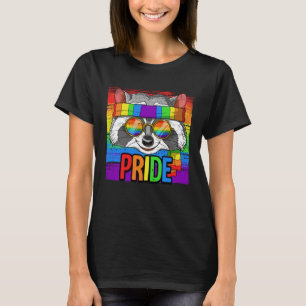 Pride Racoon LGBTQ Rainbow Flag Pride Month T-Shirt