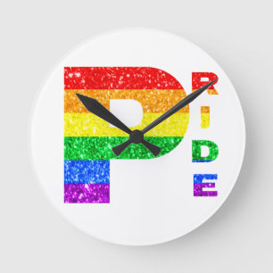 "PRIDE" RAINBOE #3 ROUND CLOCK