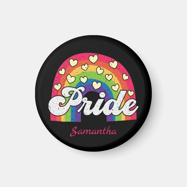 Pride Rainbow and Hearts | LGBTQ Magnet (Front)