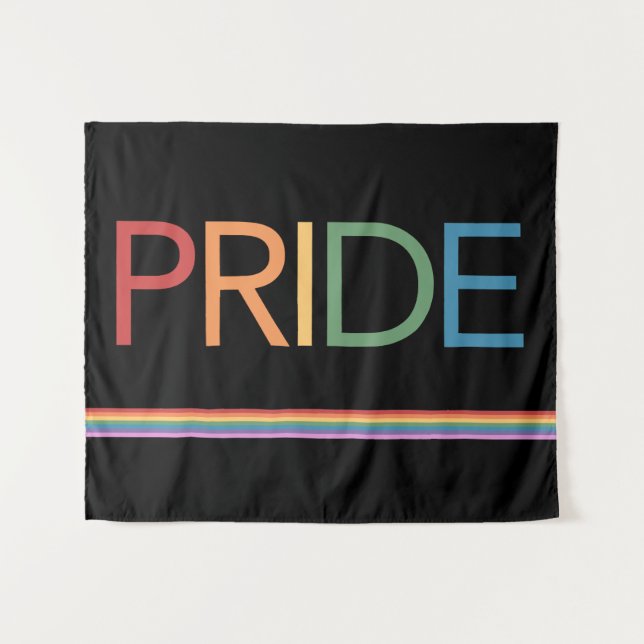 PRIDE Rainbow Black Tapestry (Front (Horizontal))