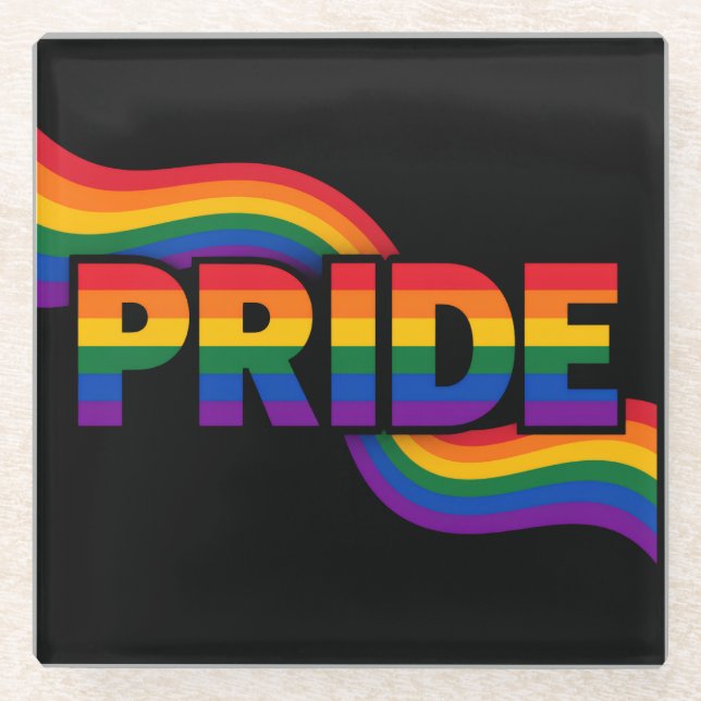 Pride Rainbow Celebration Glass Coaster (Front)