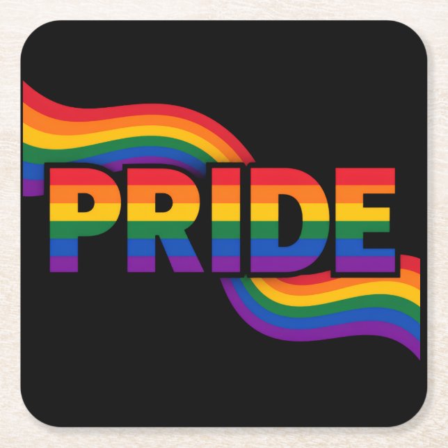 Pride Rainbow Celebration Square Paper Coaster (Front)