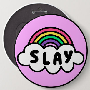 Pride- rainbow colour with clouds. 6 cm round badge