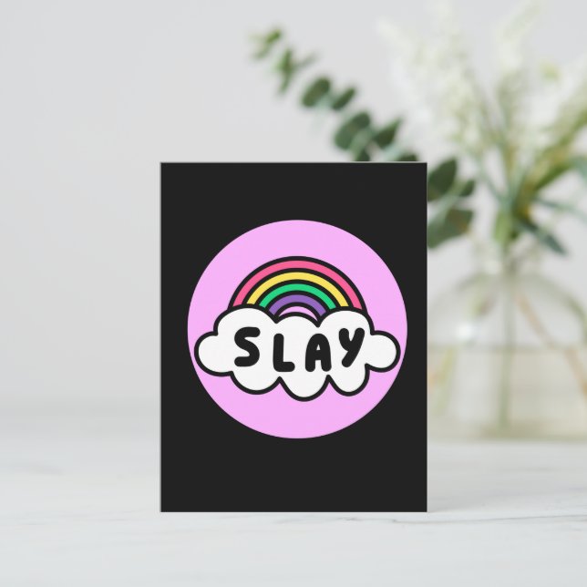 Pride- rainbow colour with clouds.        holiday postcard (Standing Front)