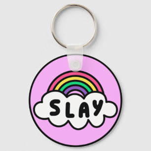 Pride- rainbow colour with clouds.              key ring