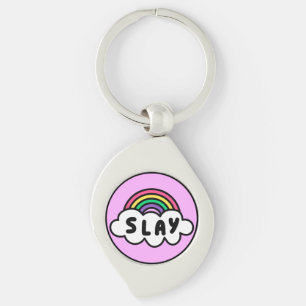 Pride- rainbow colour with clouds.               key ring