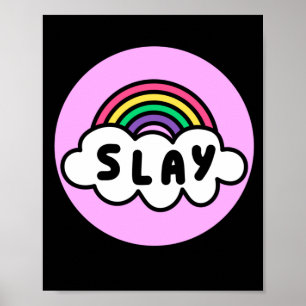 Pride- rainbow colour with clouds. poster