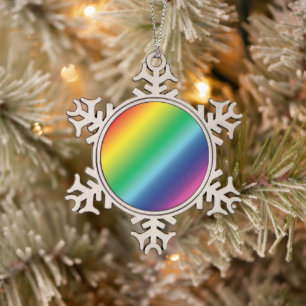 Pride rainbow colours pattern lgbtq lgbt snowflake pewter christmas ornament
