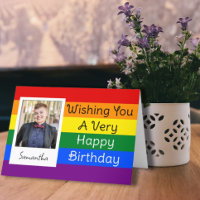 Pride Rainbow Custom Photo Happy Birthday Greeting