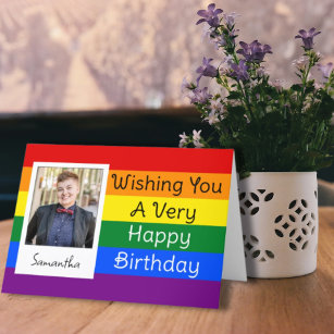 Pride Rainbow Custom Photo Happy Birthday Greeting Card