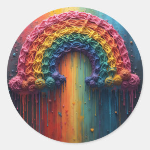 Pride rainbow drip colour classic round sticker