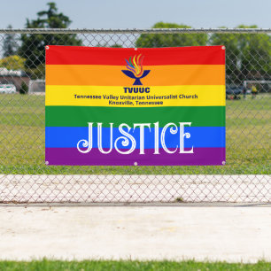 Pride Rainbow Flag JUSTICE / TVUUC Banner