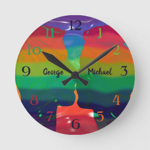 Pride Rainbow Flag With Names Round Clock