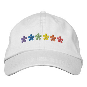 Pride rainbow flowers embroidered hat