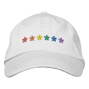 Pride rainbow flowers lgbtq gay flag cute embroidered hat