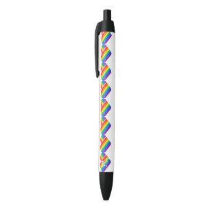 Pride Rainbow Heart  Black Ink Pen