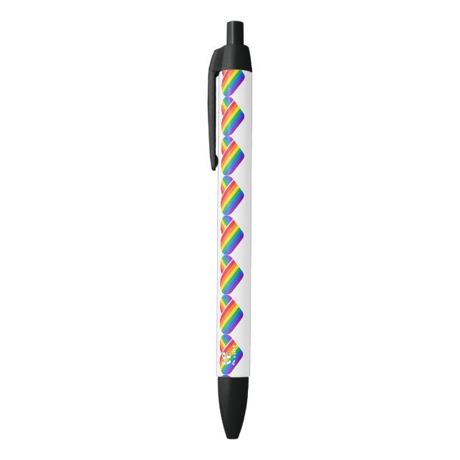 Pride Rainbow Heart  Black Ink Pen (Top (Vertical))