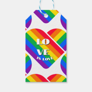 Pride Rainbow Heart Button Gift Tags