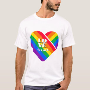 Pride Rainbow Heart Button T-Shirt