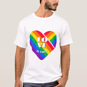 Pride Rainbow Heart Button T-Shirt