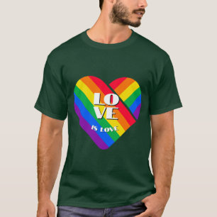 Pride Rainbow Heart Button T-Shirt