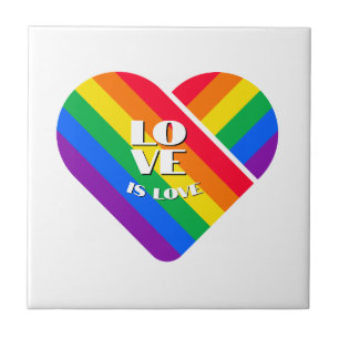 Pride Rainbow Heart Ceramic Tile