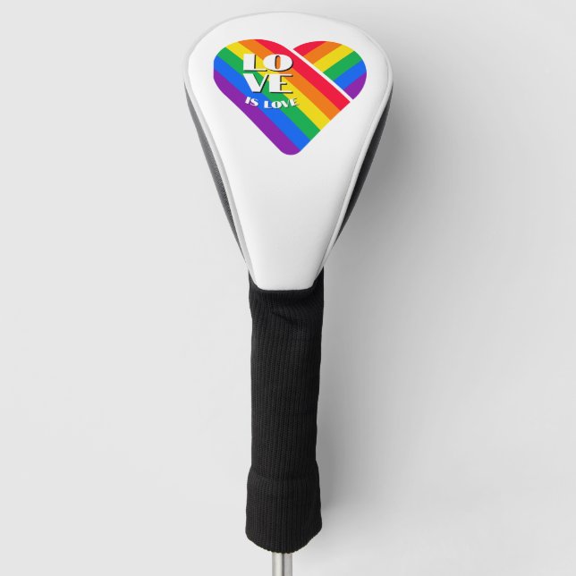 Pride Rainbow Heart  Golf Head Cover (Front)