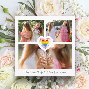 Pride Rainbow Heart Lesbian Gay Wedding 3 Photos Save The Date
