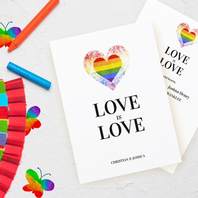 Pride Rainbow Heart Lesbian Gay Wedding Invitation (Creator Uploaded)