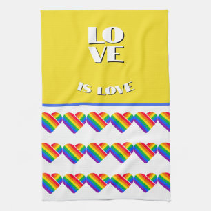 Pride Rainbow Heart Tea Towel