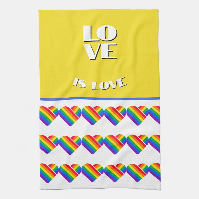 Pride Rainbow Heart  Tea Towel (Vertical)