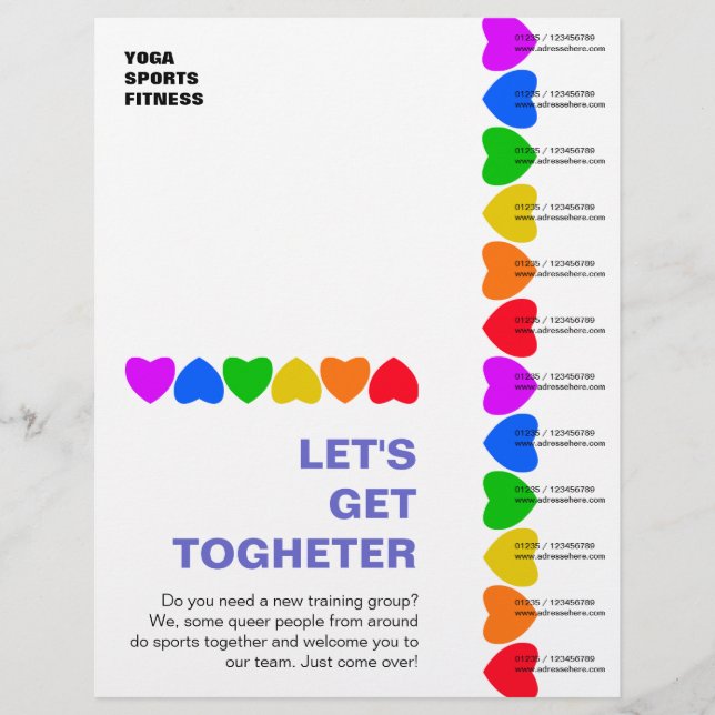 Pride Rainbow Heart tear off flyer (Front)
