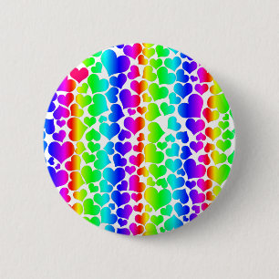 pride rainbow hearts 6 cm round badge