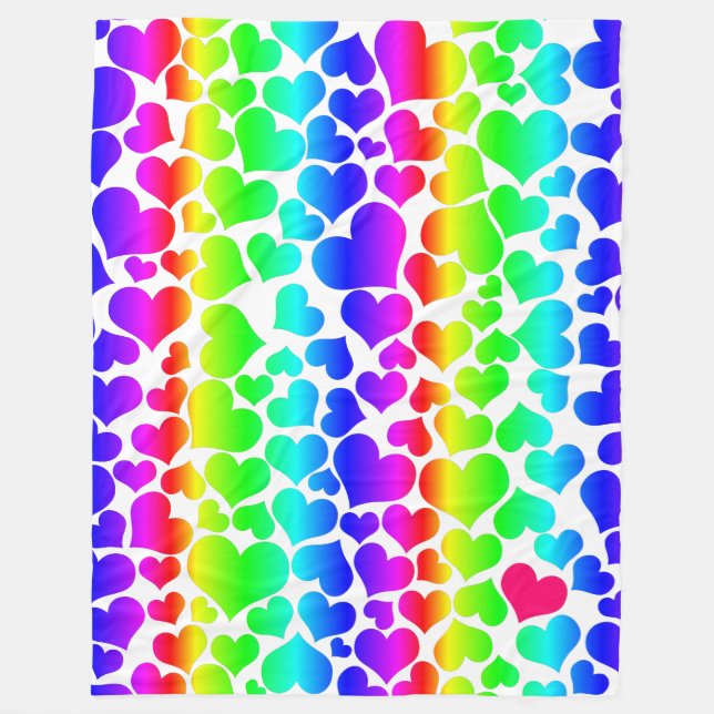 pride rainbow hearts fleece blanket (Front)