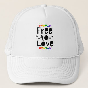Pride Rainbow Hearts Free to Love Trucker Hat
