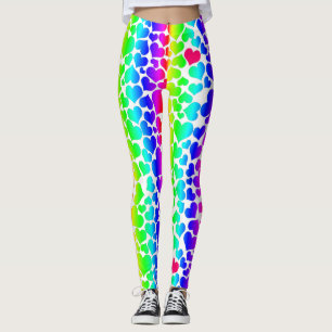 pride rainbow hearts leggings