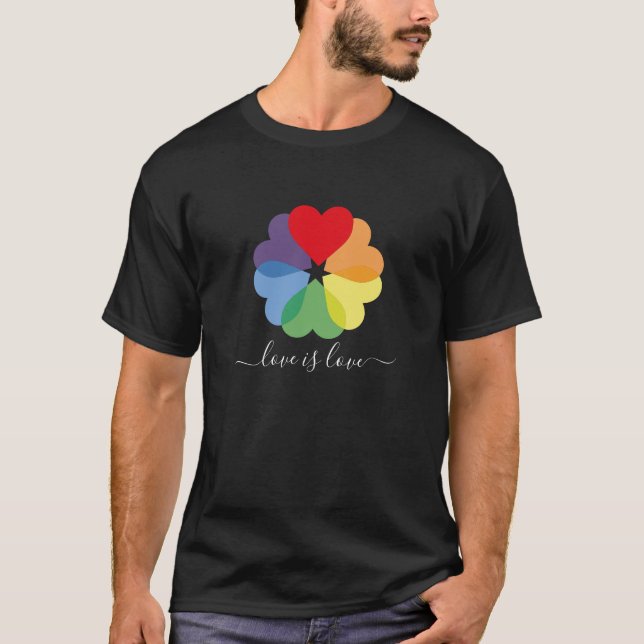 Pride Rainbow Hearts Love is love T-Shirt (Front)