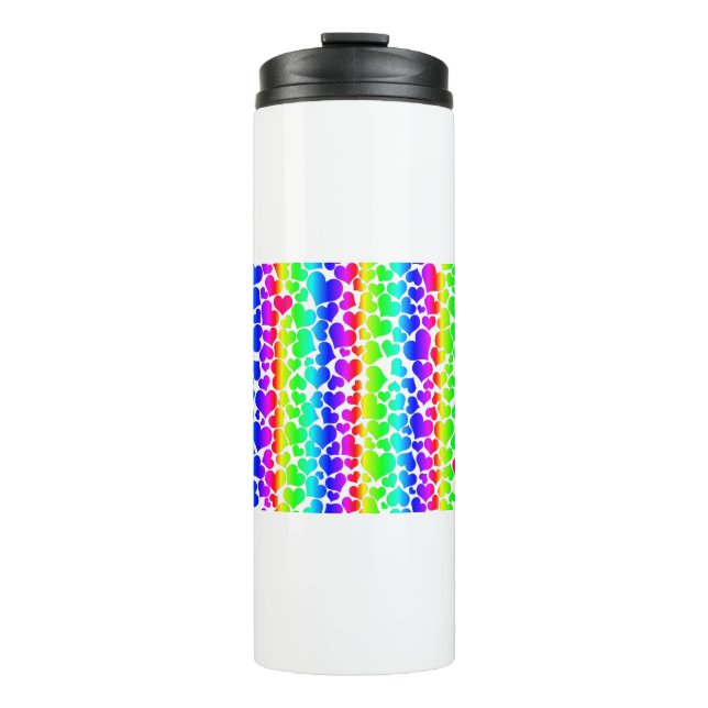 pride rainbow hearts thermal tumbler (Front)