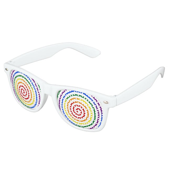 Pride Rainbow Hypnotised Retro Sunglasses (Angled)