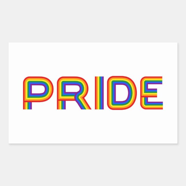 Pride | Rainbow Letters Rectangular Sticker (Front)