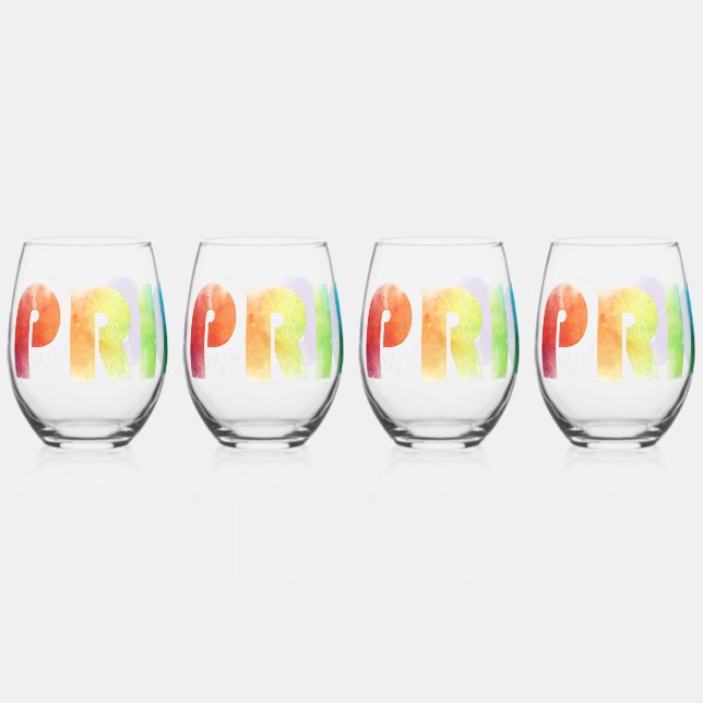 Pride Rainbow Lion Stemless Wine Glass (Left)