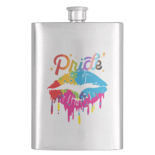 Pride Rainbow Lips LGBTQ Dripping Lips Flask