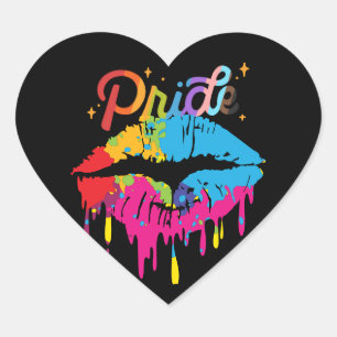 Pride Rainbow Lips   LGBTQ   Dripping Lips Heart Sticker