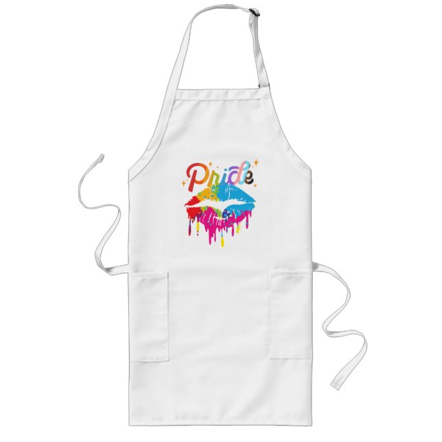 Pride Rainbow Lips | LGBTQ | Dripping Lips Long Apron (Front)